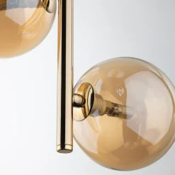 Wohnzimmerlampen|Glaslampen*TK Lighting Pendelleuchte Rauchglas Metall B: 23cm in Gold Bernstein MIEKE