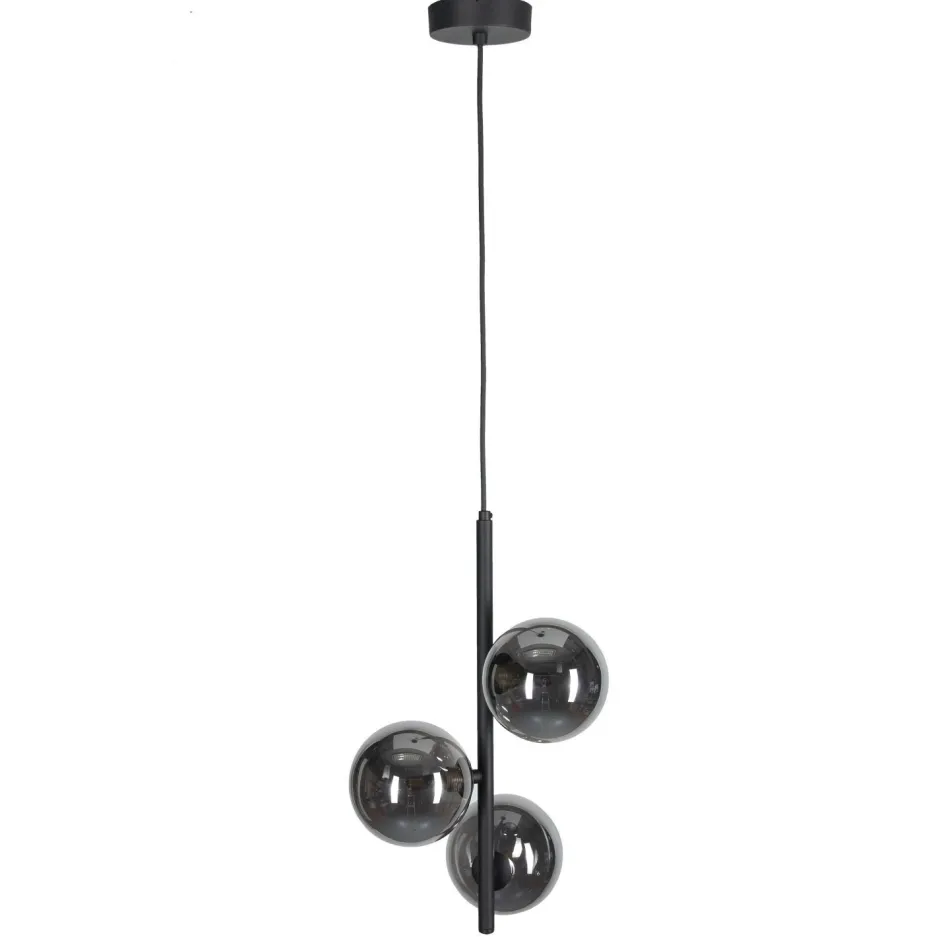 Wohnzimmerlampen|Glaslampen*TK Lighting Pendelleuchte Rauchglas Metall B: 23 cm Kugelschirme