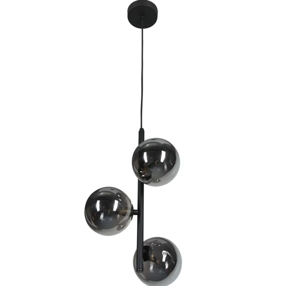 Wohnzimmerlampen|Glaslampen*TK Lighting Pendelleuchte Rauchglas Metall B: 23 cm Kugelschirme