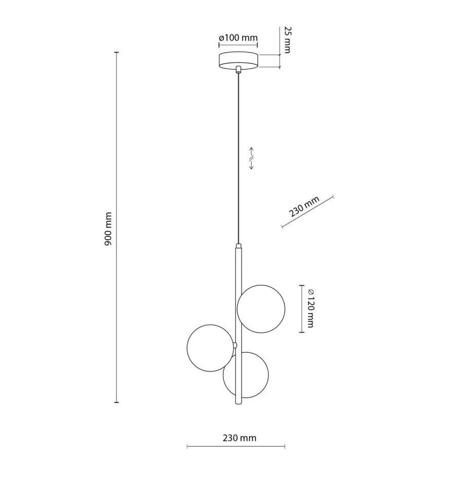 Wohnzimmerlampen|Glaslampen*TK Lighting Pendelleuchte Rauchglas Metall B: 23 cm Kugelschirme