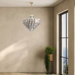 Maytoni Pendelleuchte Rauchglas Metall E14 B: 60,8 cm Kristall< Hängelampen|Esszimmer Lampen