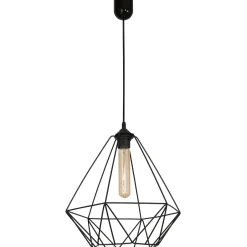 Luminex Pendelleuchte Retro Metall Schwarz geometrisch Ø35cm< Hängelampen|Esszimmer Lampen