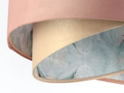 BPS Koncept Pendelleuchte Rosa Beige Hellblau Ø 50 cm Stoffschirm E27< Bürolampen|Schlafzimmer Lampen