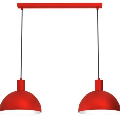 Metall Lampen|Esszimmer Lampen*Luminex Pendelleuchte Rot Metall L:84 cm E27 Loft dekorativ