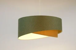 Bürolampen|Schlafzimmer Lampen*BPS Koncept Pendelleuchte rund Ø 40 cm E27 Grün Beige Stoff Modern