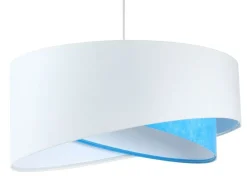 BPS Koncept Pendelleuchte rund Ø 50 cm E27 Weiß Blau Stoff Velours Optik< Bürolampen|Schlafzimmer Lampen