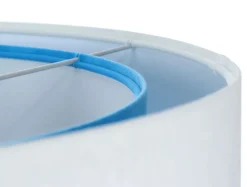 BPS Koncept Pendelleuchte rund Ø 50 cm E27 Weiß Blau Stoff Velours Optik< Bürolampen|Schlafzimmer Lampen