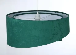 BPS Koncept Pendelleuchte rund Ø 50 cm E27 Stoff Velours Optik Grün Weiß< Hängelampen|Bürolampen