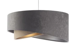 Bürolampen|Schlafzimmer Lampen*BPS Koncept Pendelleuchte rund Ø 50 cm Grau Silber Beige Gold E27 Stoff