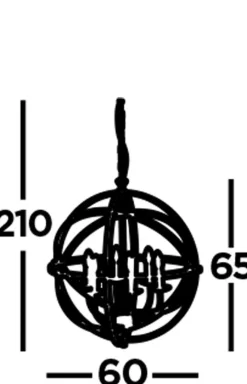 Searchlight Pendelleuchte rund Ø 60 cm in Silber matt 6-flammig E14< Hängelampen|Esszimmer Lampen