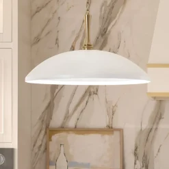 Elstead Pendelleuchte rund Ø 50,8 cm Metall E27 Vintage Weiß Bronze< Hängelampen|Wohnzimmerlampen