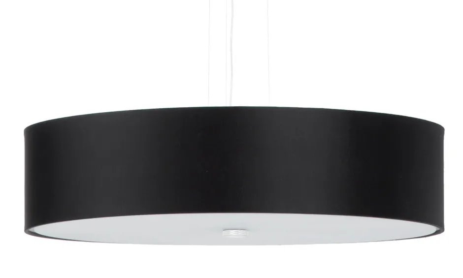 Sollux Pendelleuchte rund Ø 50 cm Schwarz blendarm Stoff Glas< Hängelampen|Wohnzimmerlampen