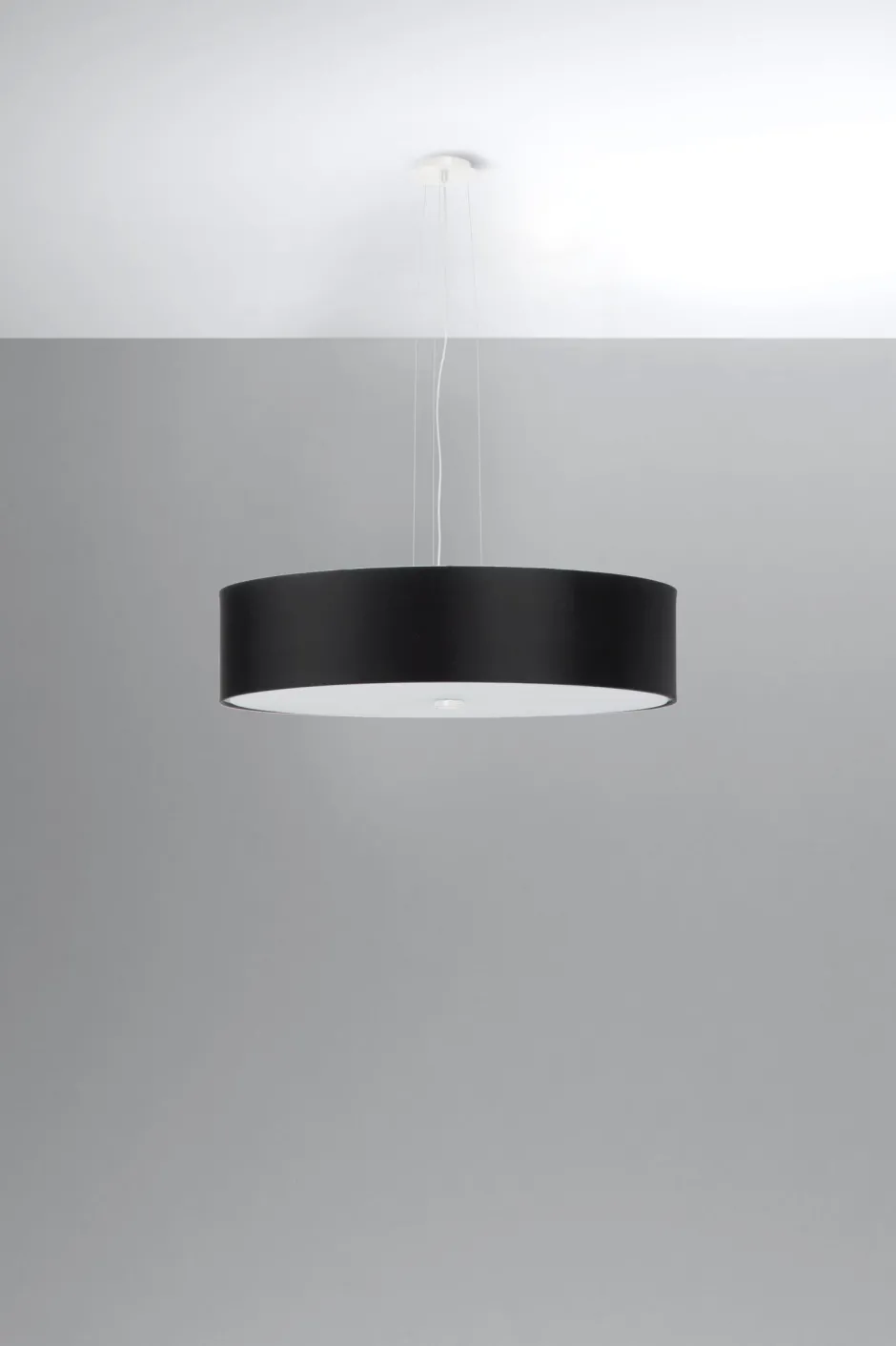 Sollux Pendelleuchte rund Ø 50 cm Schwarz blendarm Stoff Glas< Hängelampen|Wohnzimmerlampen