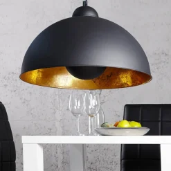 Invicta Interior Pendelleuchte rund Ø55cm Retro Schwarz Gold< Metall Lampen|Retro Lampen