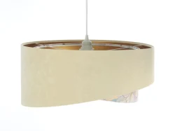 BPS Koncept Pendelleuchte rund D: 50 cm E27 Stoff in Beige Creme Gold< Hängelampen|Bürolampen