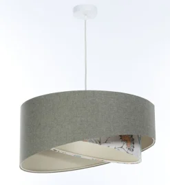 BPS Koncept Pendelleuchte rund D: 40 cm E27 Grün Weiß Floral verstellbar< Bürolampen|Schlafzimmer Lampen