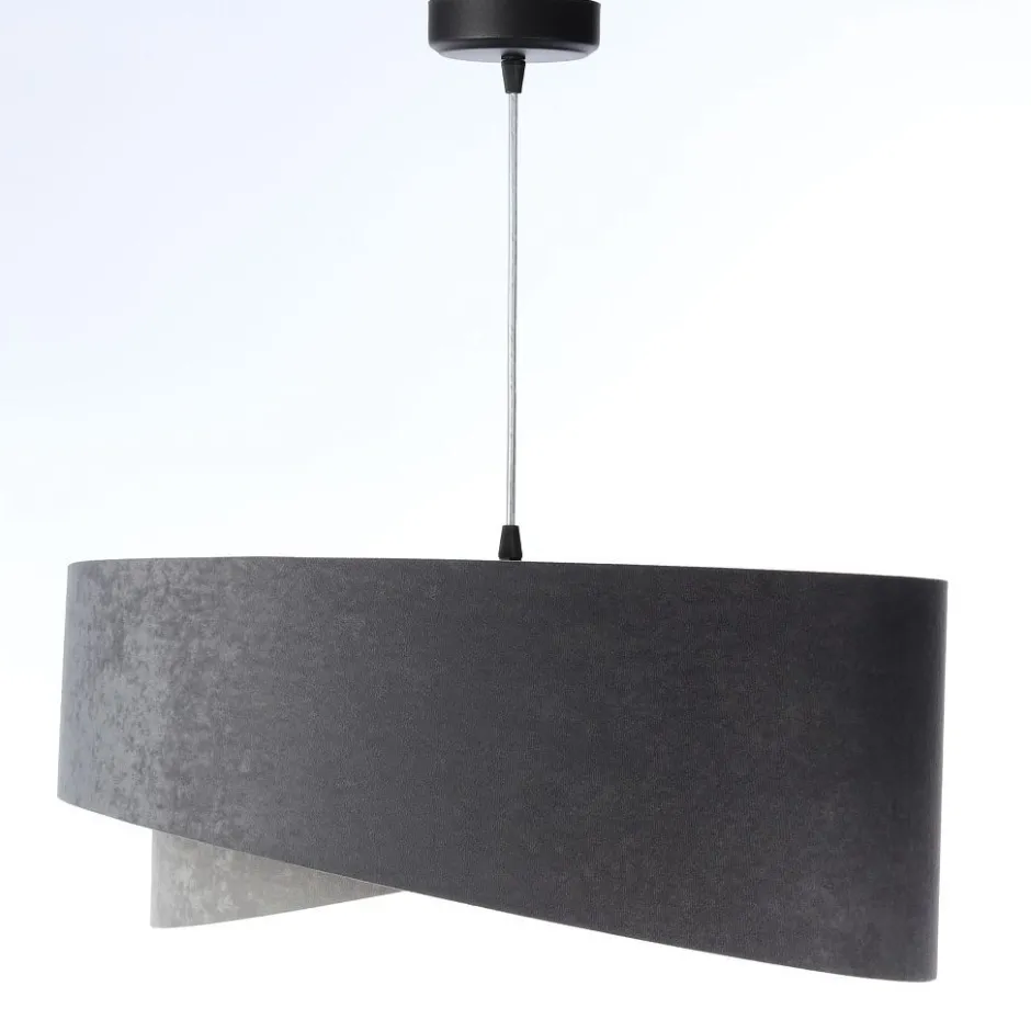 Bürolampen|Schlafzimmer Lampen*BPS Koncept Pendelleuchte rund D: 50 cm Grau Gold E27 Stoffschirm