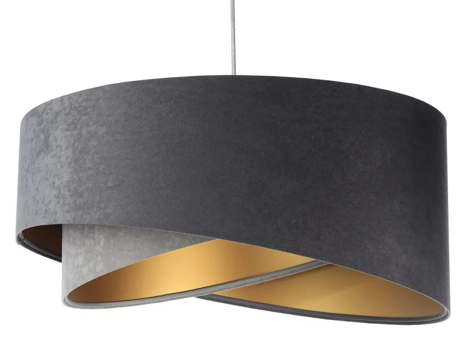 Bürolampen|Schlafzimmer Lampen*BPS Koncept Pendelleuchte rund D: 50 cm Grau Gold E27 Stoffschirm