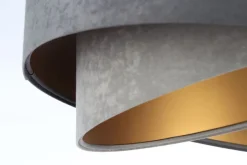 Bürolampen|Schlafzimmer Lampen*BPS Koncept Pendelleuchte rund D: 50 cm Grau Gold E27 Stoffschirm