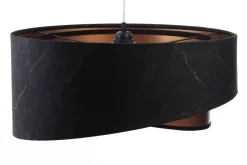 Bürolampen|Schlafzimmer Lampen*BPS Koncept Pendelleuchte rund Stoff D: 50 cm E27 in Schwarz Kupfer