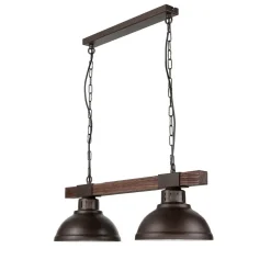 Luminex Pendelleuchte rustikal 2-flmg HAKON Braun Echtholz< Hängelampen|Esszimmer Lampen