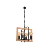Lamkur Pendelleuchte Rustikal Holz Metall Schwarz 4-flammig E27< Rustikale Lampen|Holzlampen