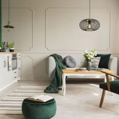 Searchlight Pendelleuchte Schwarz Ø 39 cm Metall Schirm E27 ERIC< Feuchtraumleuchten|Küchenlampen