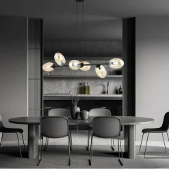 Emibig Pendelleuchte Schwarz Bernstein E14 Glas Metall< Hängelampen|Bürolampen