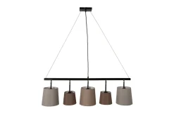 Hängelampen|Bürolampen*Invicta Interior Pendelleuchte Schwarz Braun Beige Stoff Metall 5-flmg