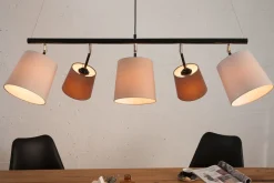 Hängelampen|Bürolampen*Invicta Interior Pendelleuchte Schwarz Braun Beige Stoff Metall 5-flmg