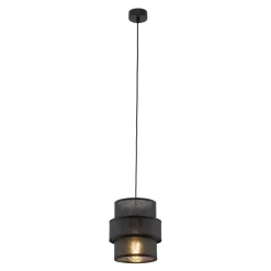 TK Lighting Pendelleuchte Schwarz E27 D: 20 cm rund Modern Stoff< Hängelampen|Bürolampen