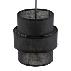 TK Lighting Pendelleuchte Schwarz E27 D: 20 cm rund Modern Stoff< Hängelampen|Bürolampen