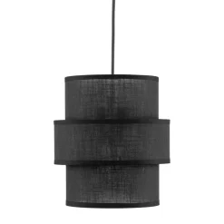 TK Lighting Pendelleuchte Schwarz E27 D: 20 cm rund Modern Stoff< Hängelampen|Bürolampen