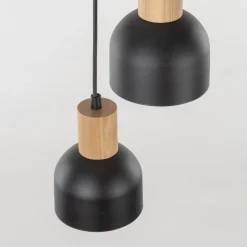 Hängelampen|Esszimmer Lampen*TK Lighting Pendelleuchte Schwarz E27 3-flammig Metall Holz PRESTON