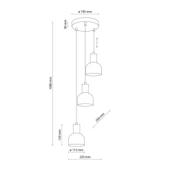 Hängelampen|Esszimmer Lampen*TK Lighting Pendelleuchte Schwarz E27 3-flammig Metall Holz PRESTON