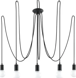 Wohnzimmerlampen|Esszimmer Lampen*Sollux Pendelleuchte Schwarz flexibel verstellbar bis 3 m