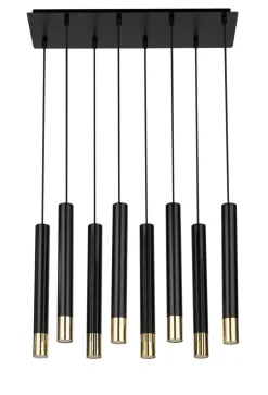 Sigma Pendelleuchte Schwarz Gold groß Modern Metall THEANO< Hängelampen|Moderne Lampen