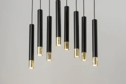 Sigma Pendelleuchte Schwarz Gold groß Modern Metall THEANO< Hängelampen|Moderne Lampen