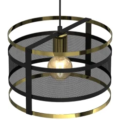 Wohnzimmerlampen|Moderne Lampen*Luminex Pendelleuchte Schwarz Gold Mesh Ø 30 cm Esstisch