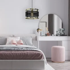 Wohnzimmerlampen|Moderne Lampen*Luminex Pendelleuchte Schwarz Gold Mesh Ø 30 cm Esstisch