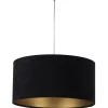 Hängelampen|Esszimmer Lampen*BPS Koncept Pendelleuchte Schwarz Gold Stoff Retro Esstisch