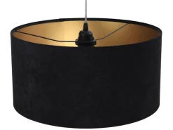 Hängelampen|Esszimmer Lampen*BPS Koncept Pendelleuchte Schwarz Gold Stoff Retro Esstisch