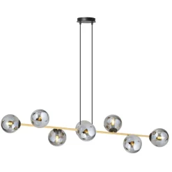 Emibig Pendelleuchte Schwarz Graphit Gold 140 cm lang Rauchglas< Hängelampen|Bürolampen