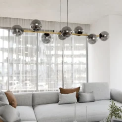 Emibig Pendelleuchte Schwarz Graphit Gold 140 cm lang Rauchglas< Hängelampen|Bürolampen