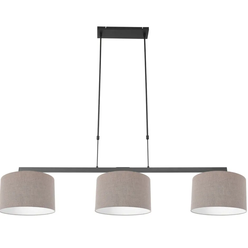 Steinhauer Pendelleuchte Schwarz Grau Metall Stoff 140 cm wohnlich< Hängelampen|Bürolampen