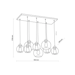 TK Lighting Pendelleuchte Schwarz Graphit 8xE27 Esstisch Lampe< Hängelampen|Esszimmer Lampen