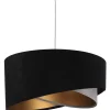 BPS Koncept Pendelleuchte Schwarz Grau Gold E27 rund Ø 50 cm Stoff< Hängelampen|Bürolampen