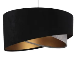 BPS Koncept Pendelleuchte Schwarz Grau Gold E27 rund Ø 50 cm Stoff< Hängelampen|Bürolampen