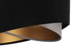 BPS Koncept Pendelleuchte Schwarz Grau Gold E27 rund Ø 50 cm Stoff< Hängelampen|Bürolampen