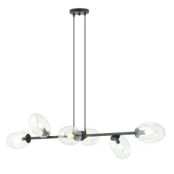 Emibig Pendelleuchte Schwarz Klar 6-flammig 120 cm lang< Bürolampen|Kugellampen